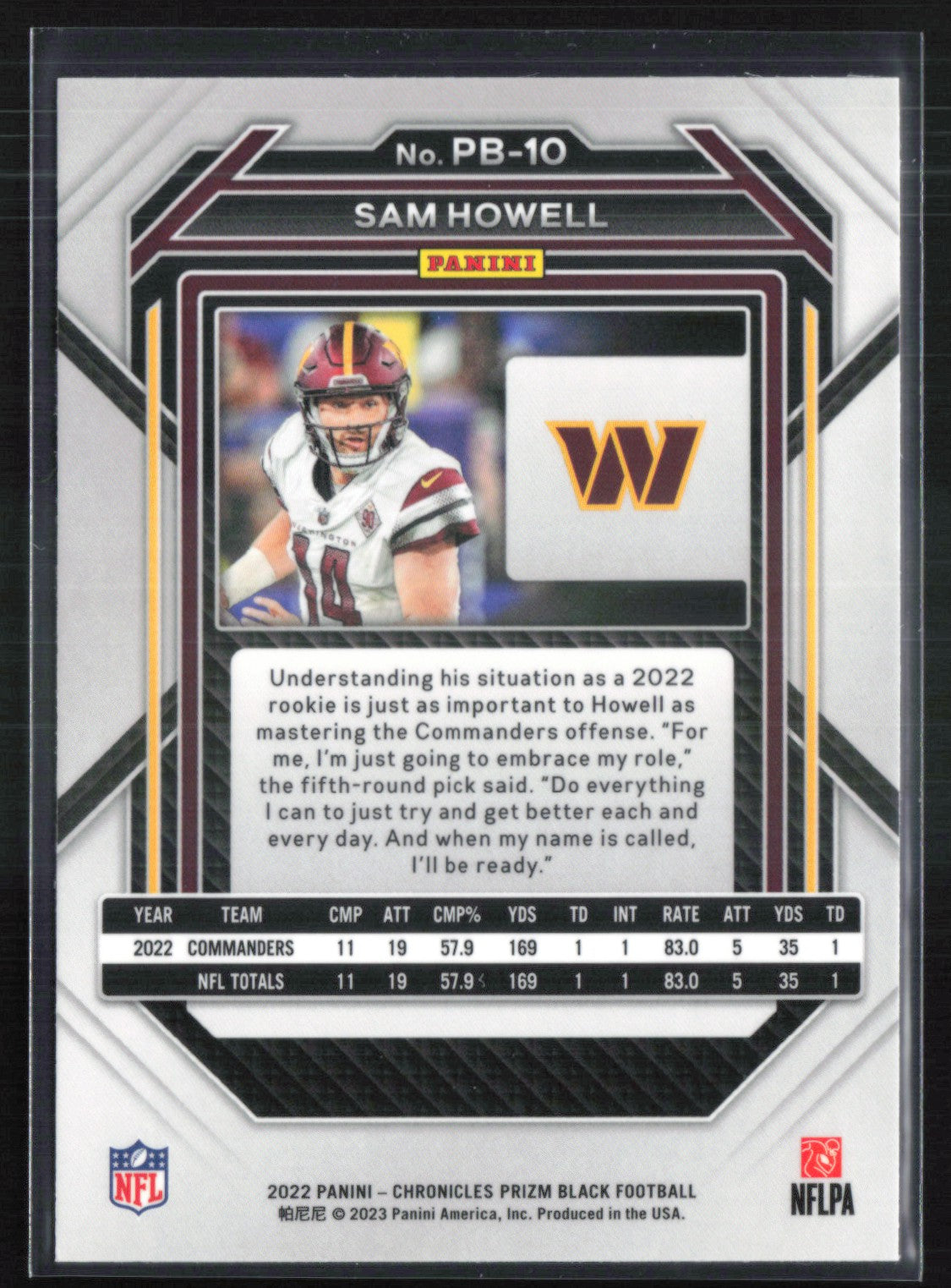 Sam Howell RC Prizm Black