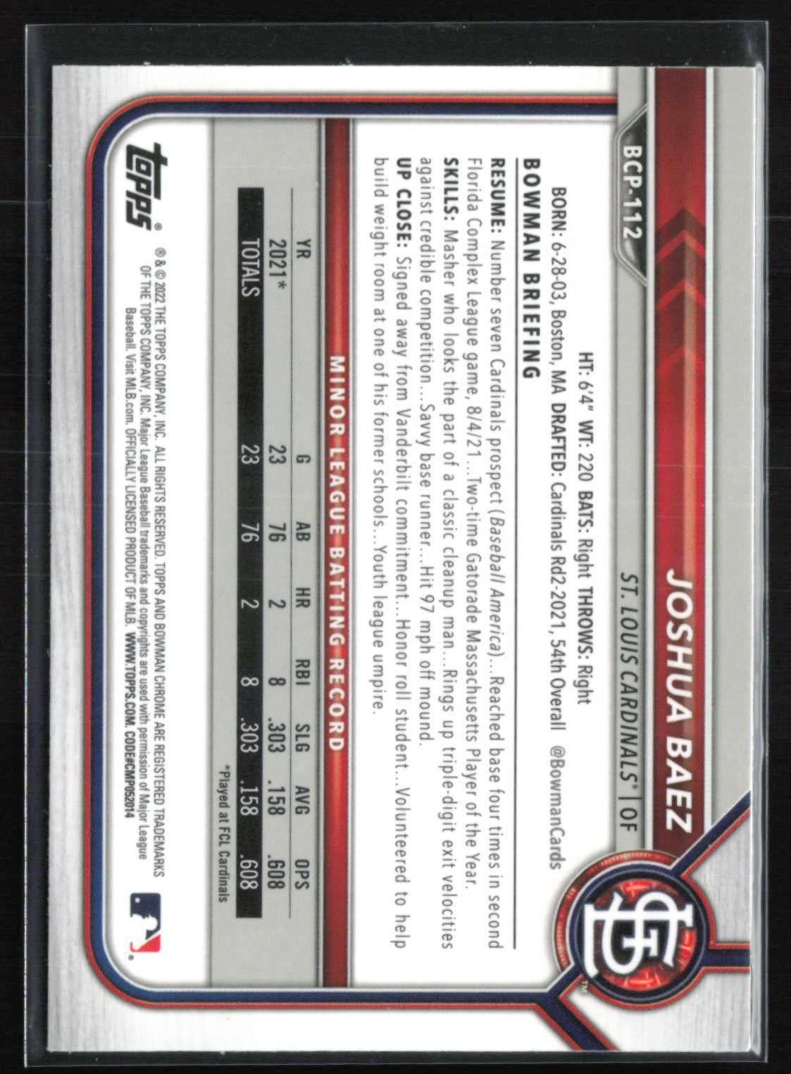 Joshua Baez 1st Bowman Mojo