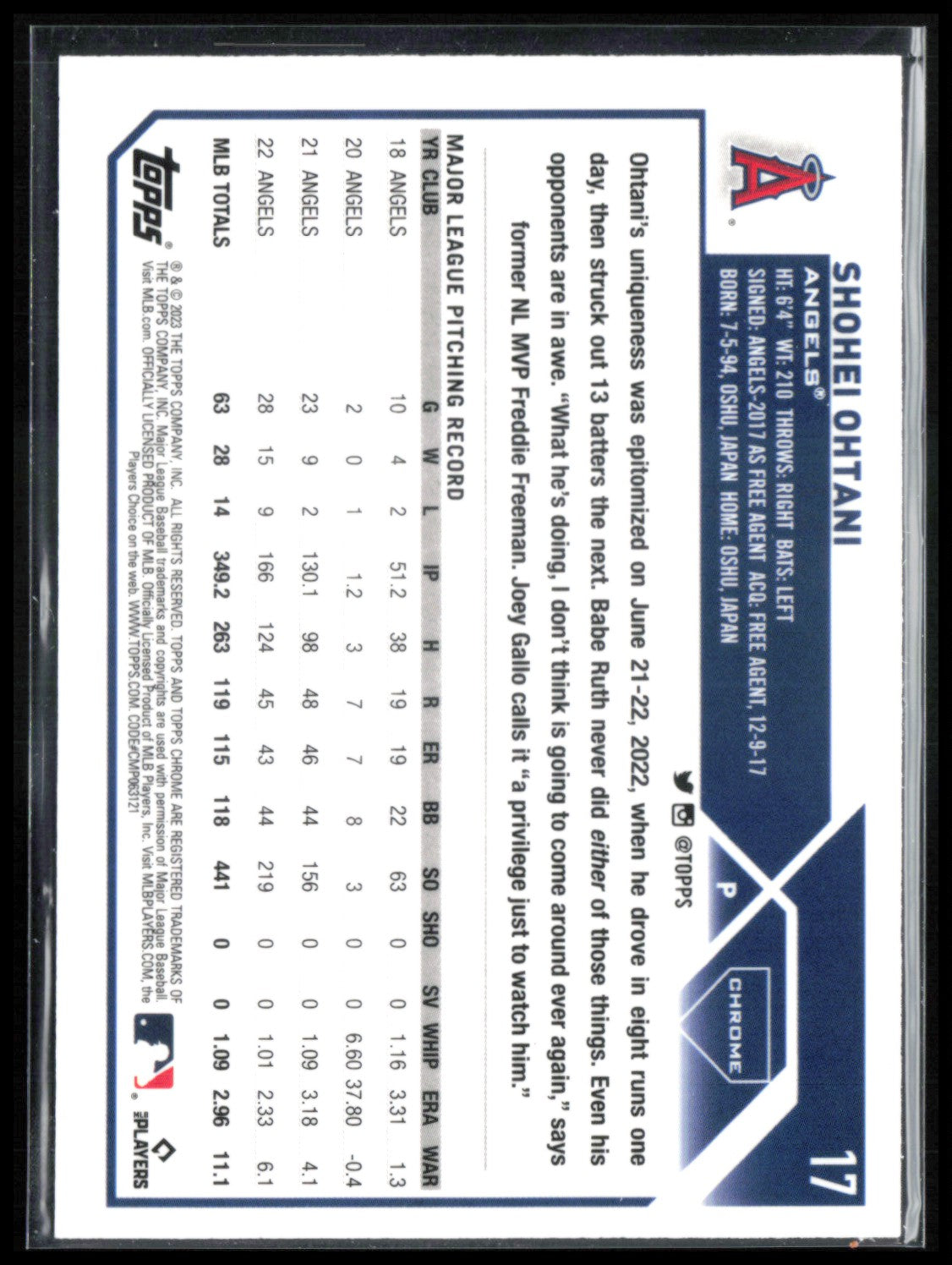 Shohei Ohtani 2023 Topps Chrome