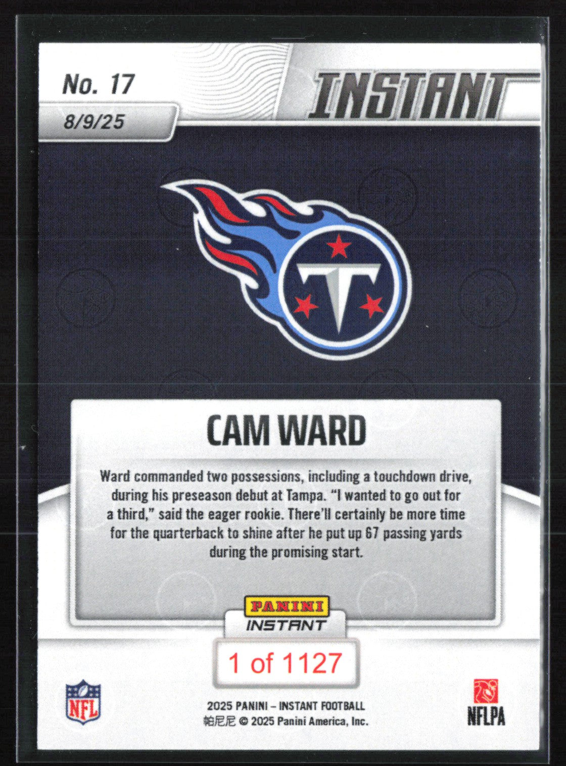 Cam Ward RC Panini Instant