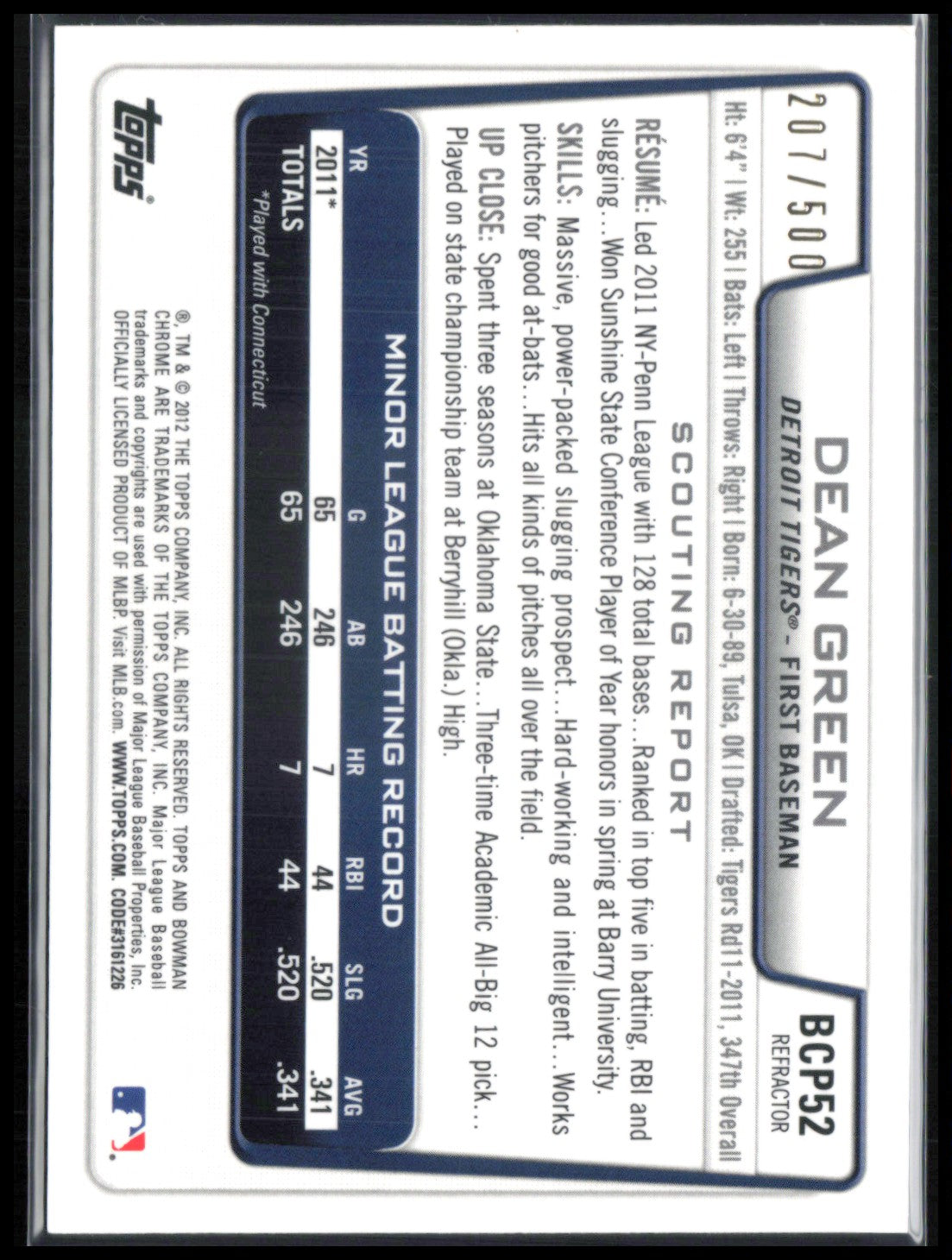 Dean Green 1st Bowman Chrome /500
