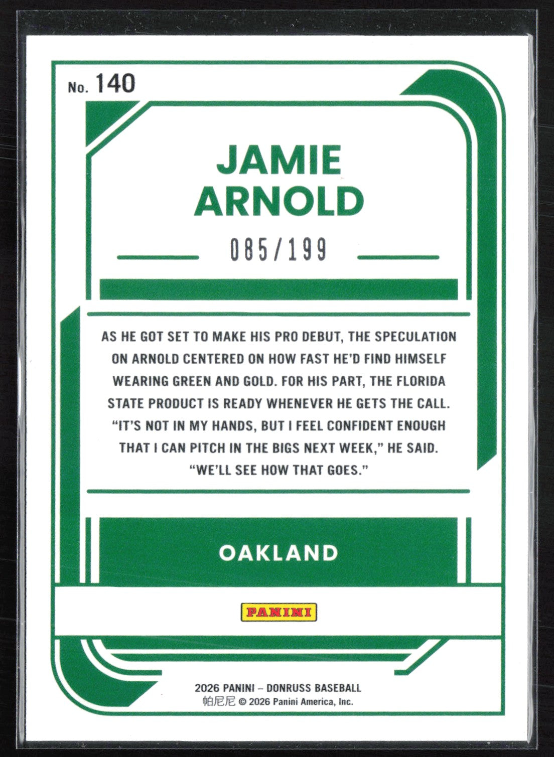 Jamie Arnold Rated Prospect Green /199