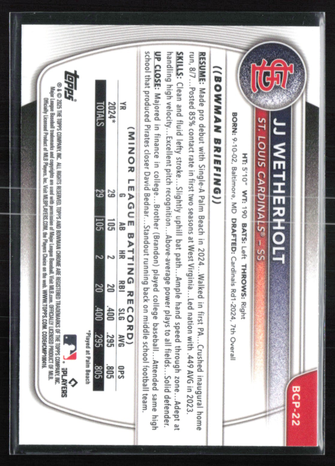 JJ Wetherholt 1st Bowman