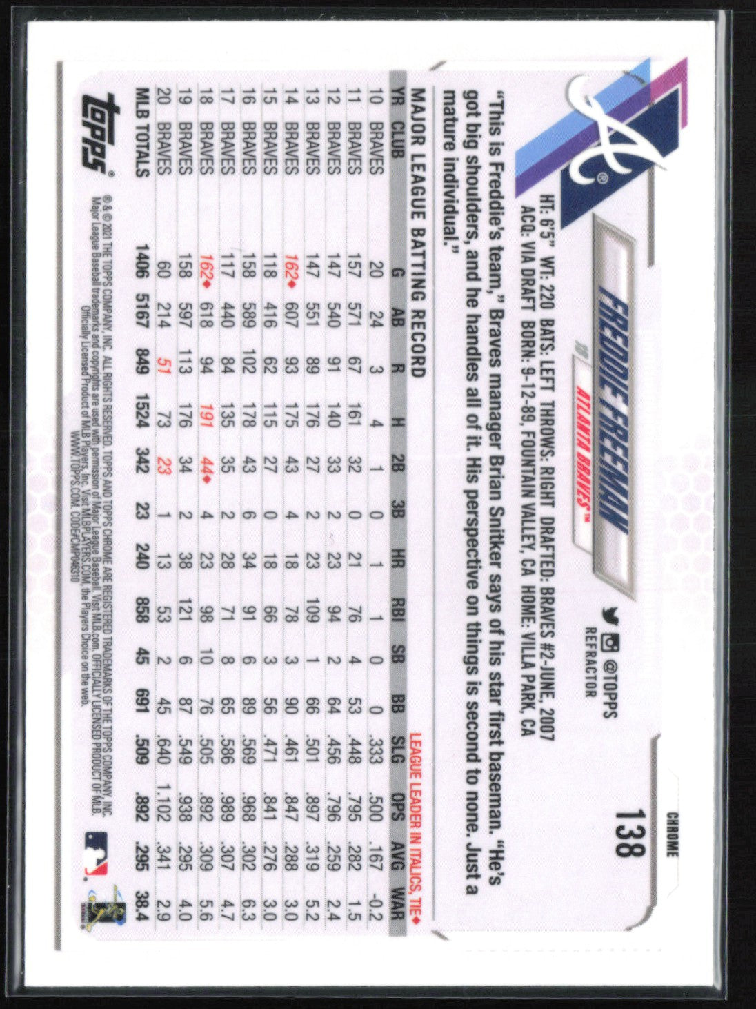 Freddie Freeman Sepia Refractor