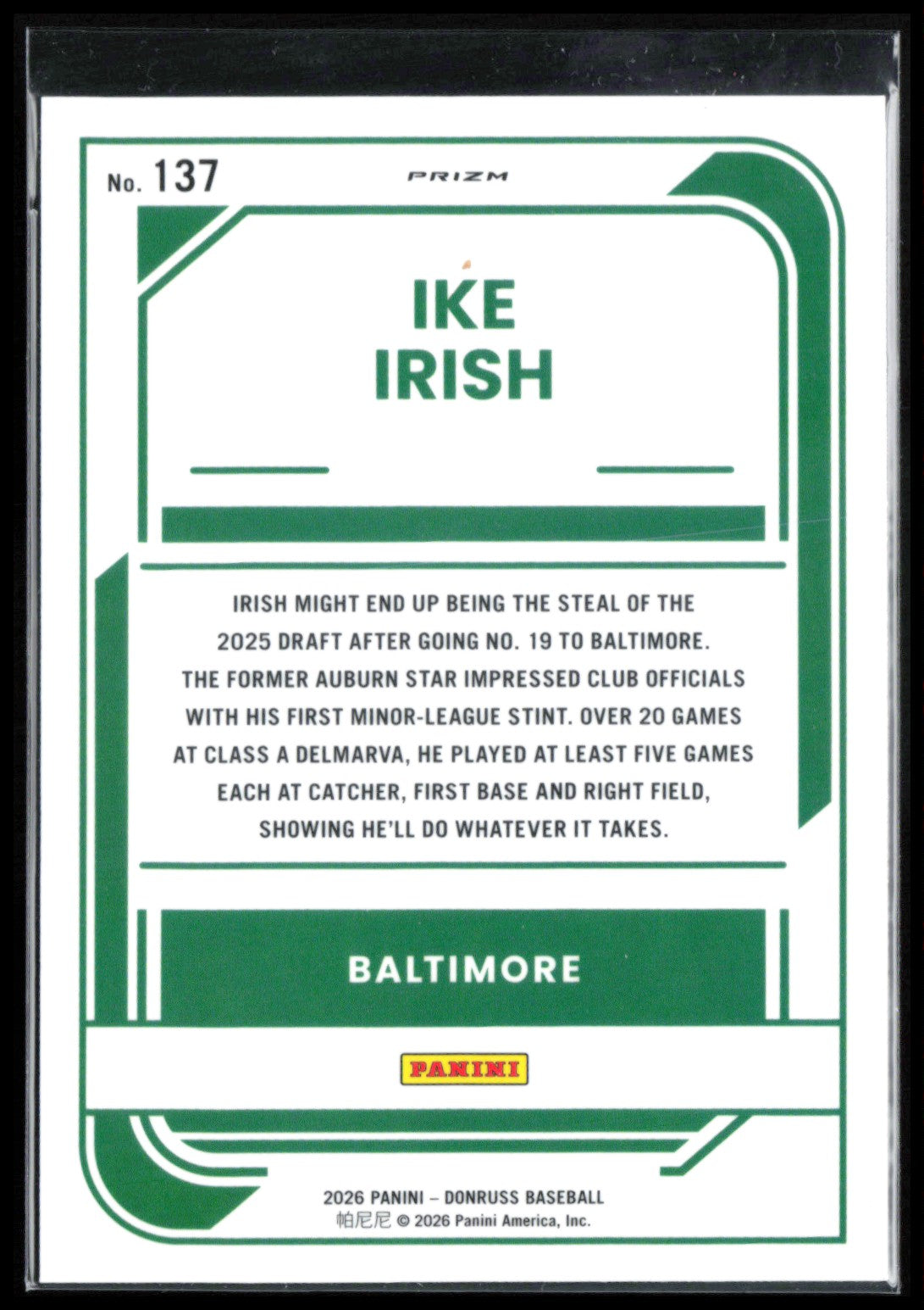 Ike Irish Rated Prospect Orange Velocity
