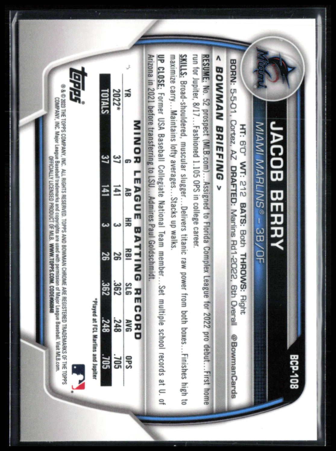 Jacob Berry 1st Bowman Sapphire