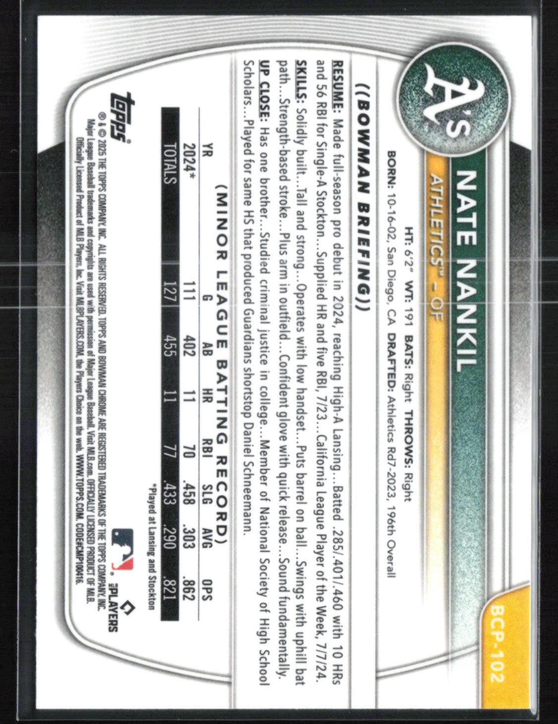 Nate Nankil 1st Bowman