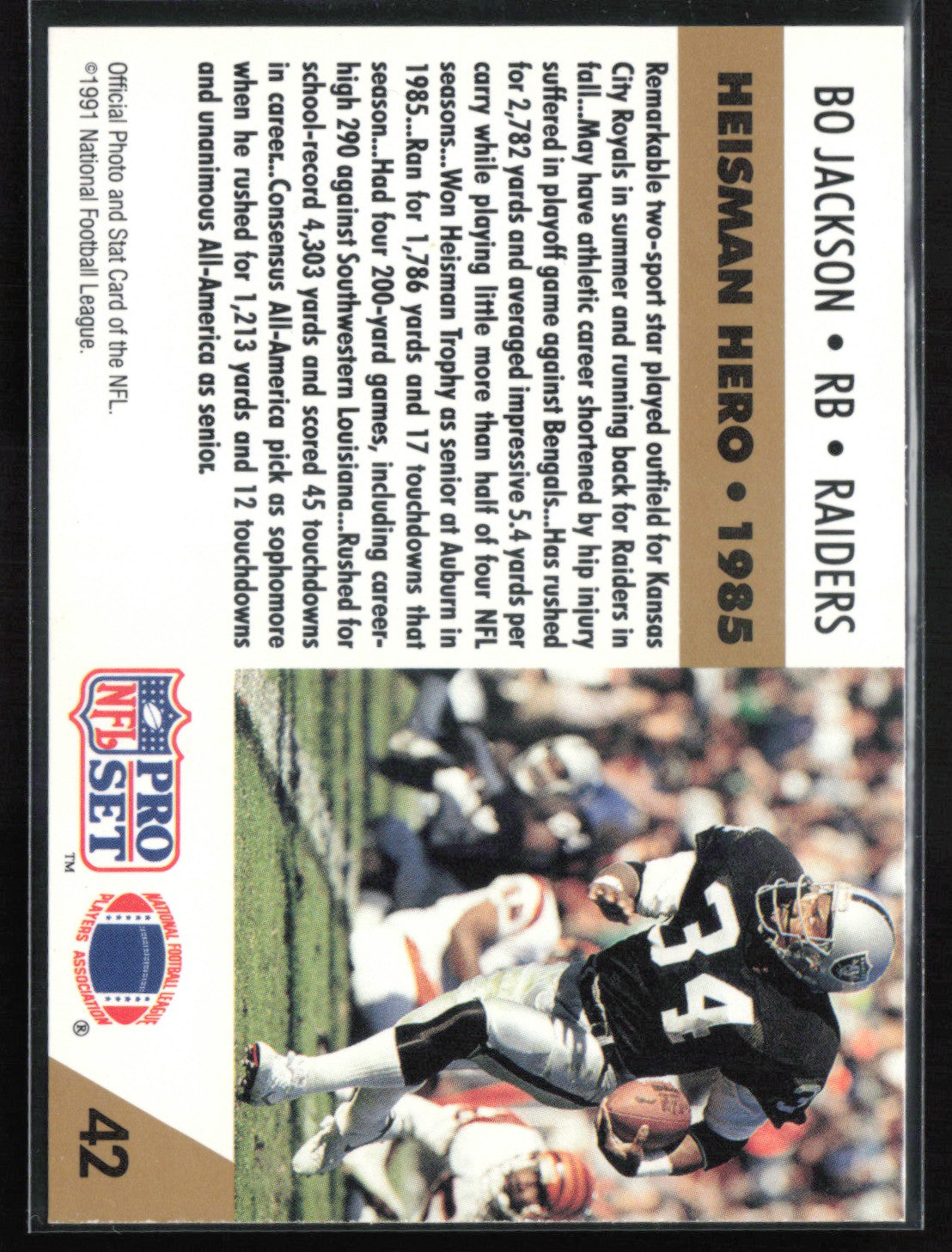 Bo Jackson 1991 Pro Set Heisman Hero