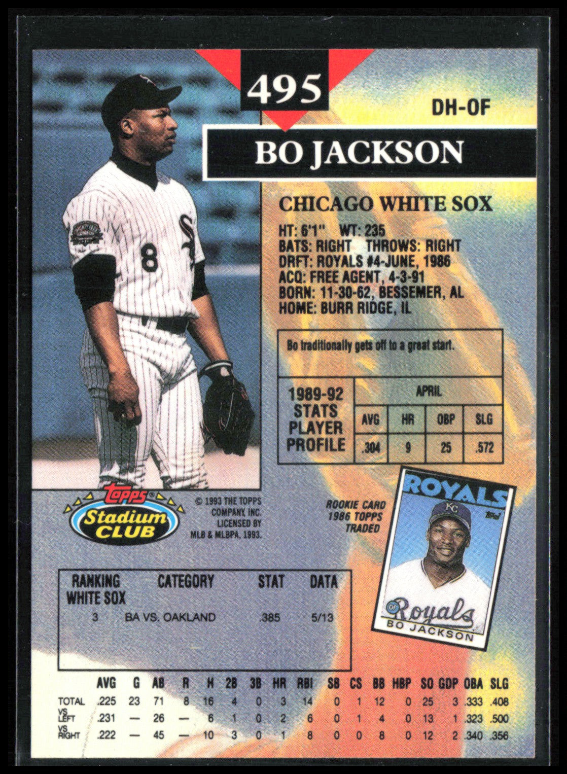 Bo Jackson 1993 Stadium Club