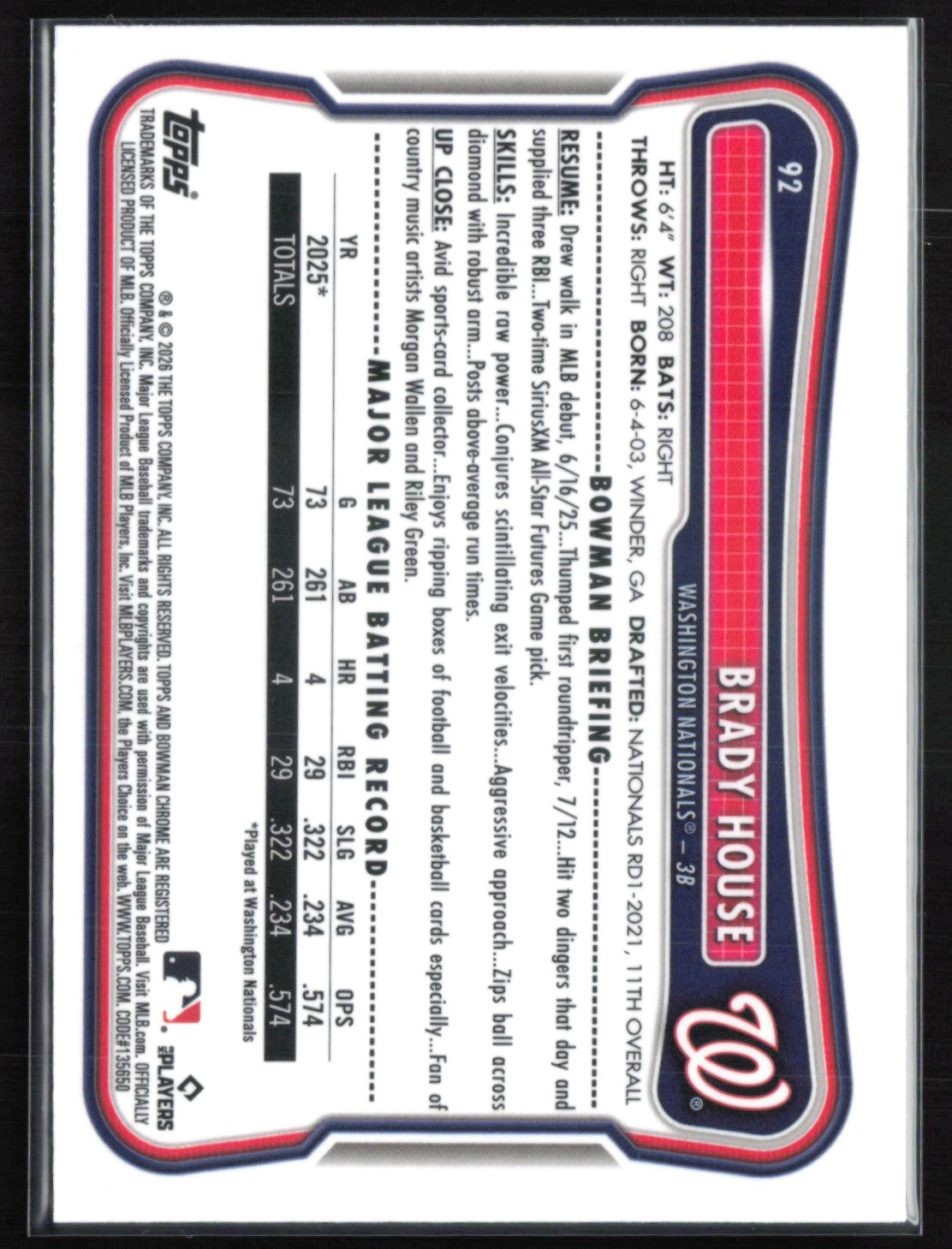 Brady House RC Red Rookie Logo