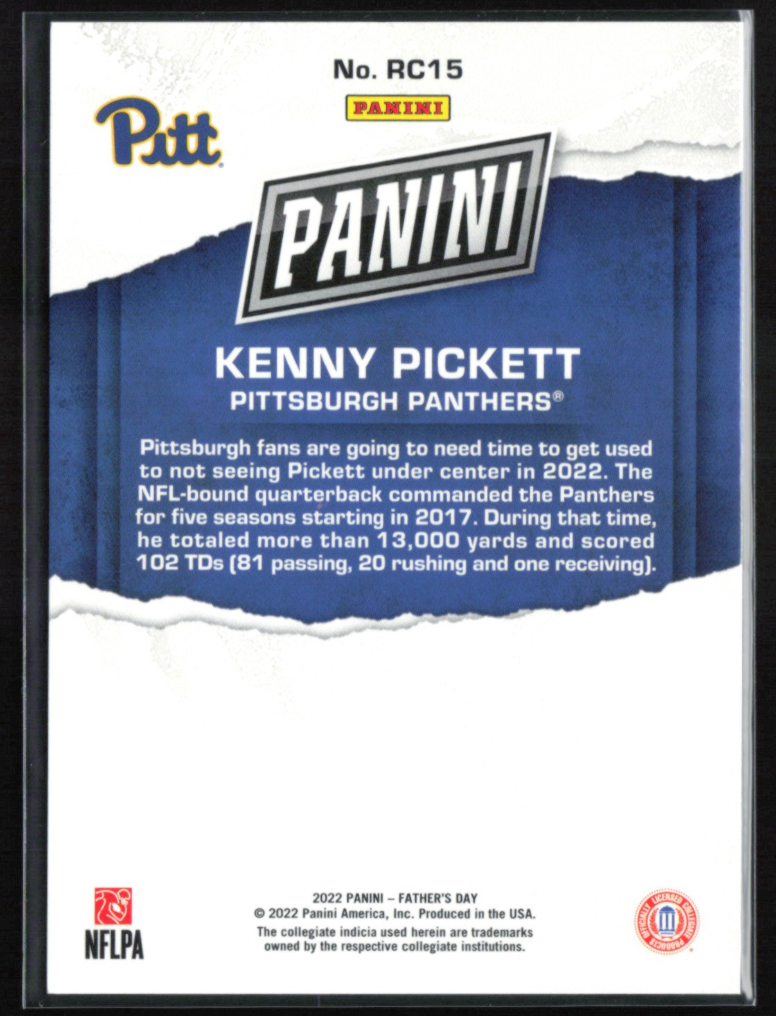 Kenny Pickett RC /199 2022 Panini Father's Day
