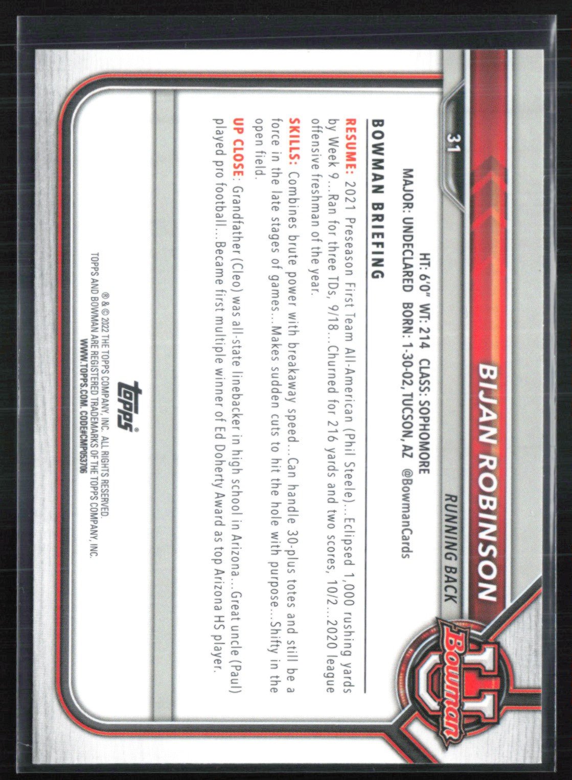 Bijan Robinson 1st Bowman
