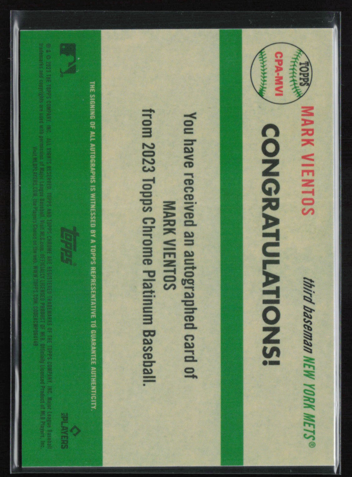 Mark Vientos RC Auto 2023 Topps Chrome Platinum