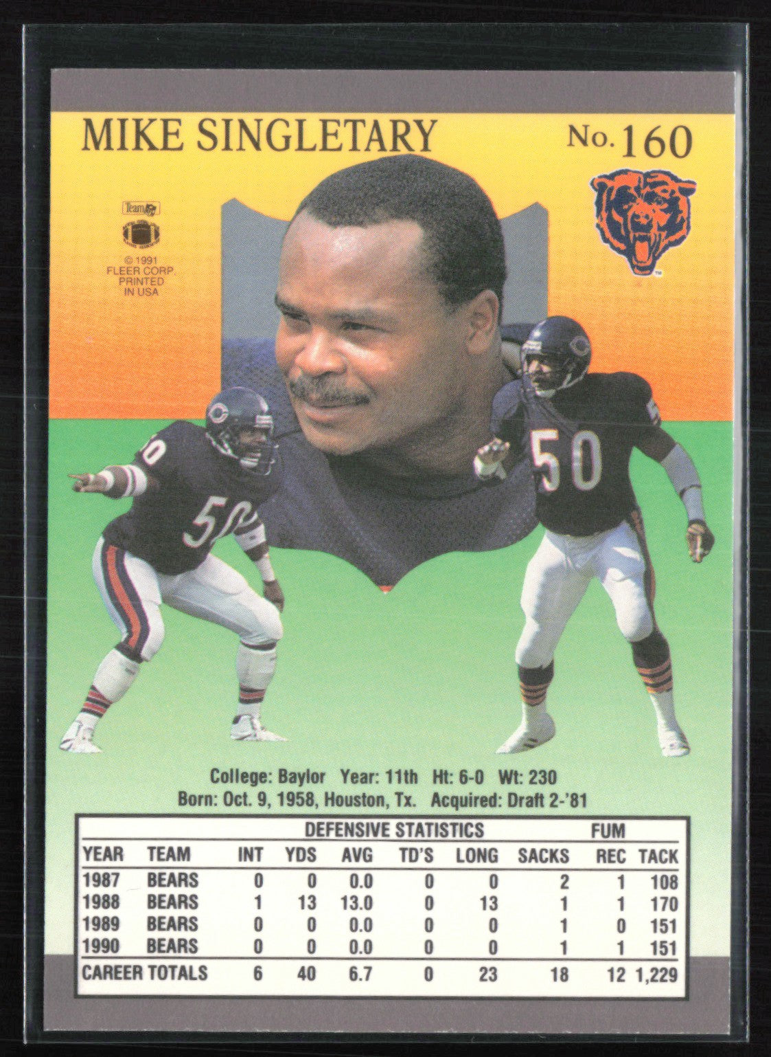 Mike Singletary 1991 Fleer Ultra