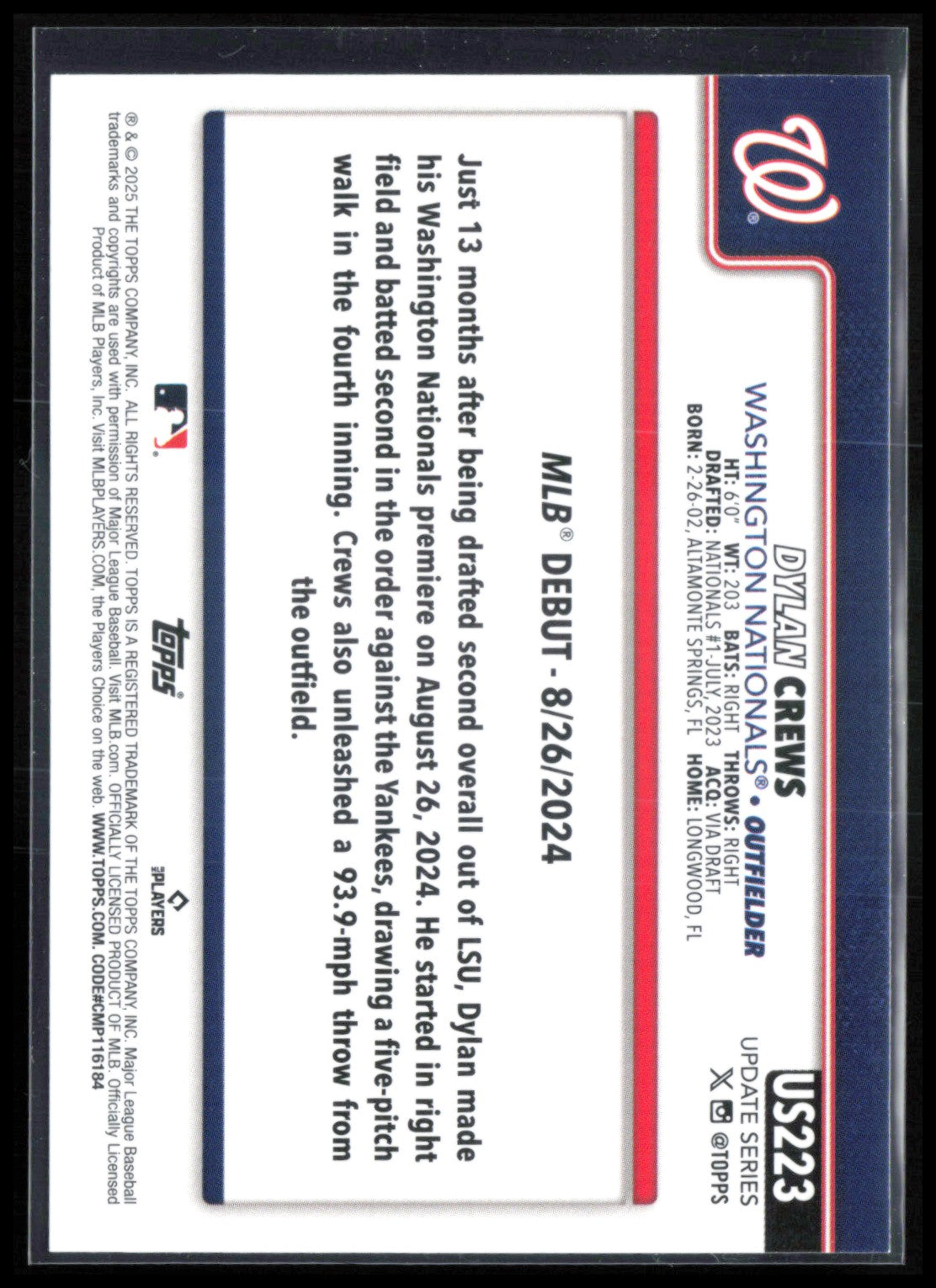 Dylan Crews RC Debut