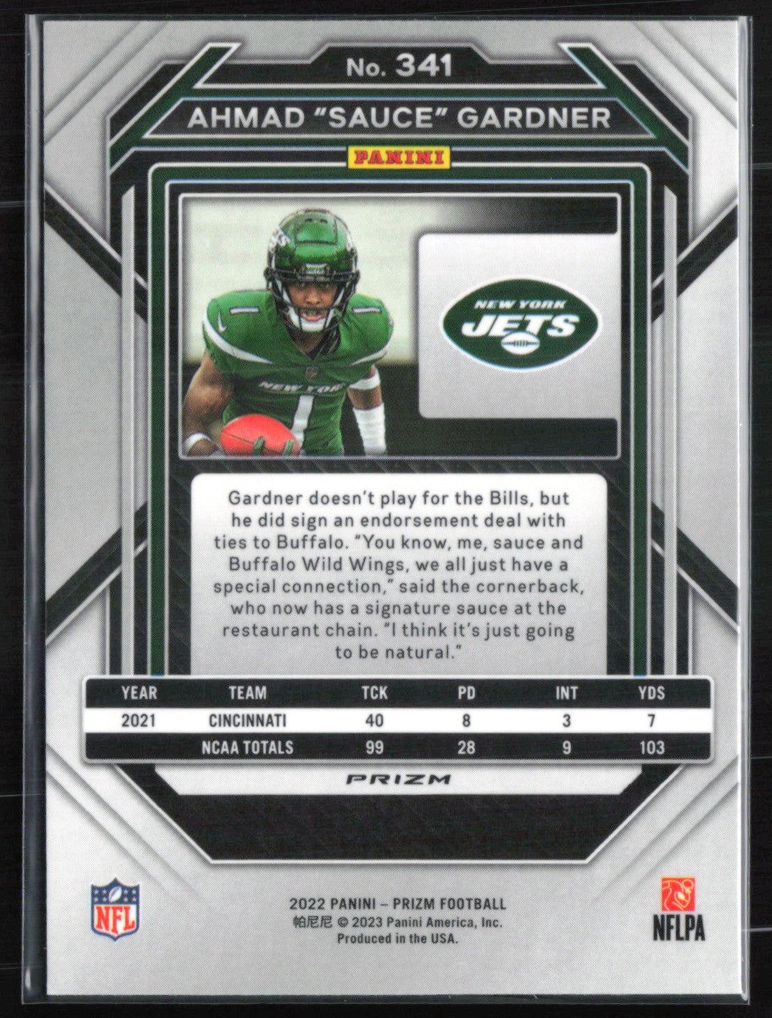 Ahmad Sauce Gardner RC Silver Prizm 2022 Prizm