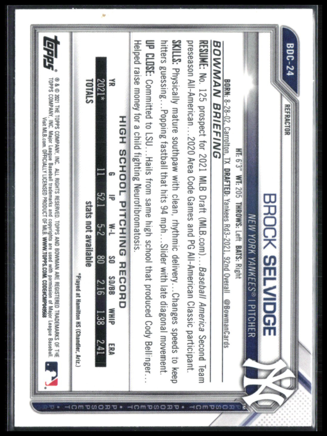 Brock Selvidge 1st Bowman Refractor