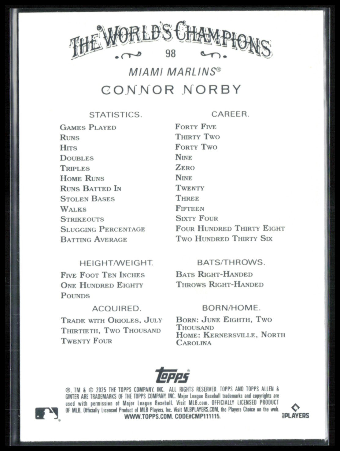 Connor Norby RC Rainbow Foil