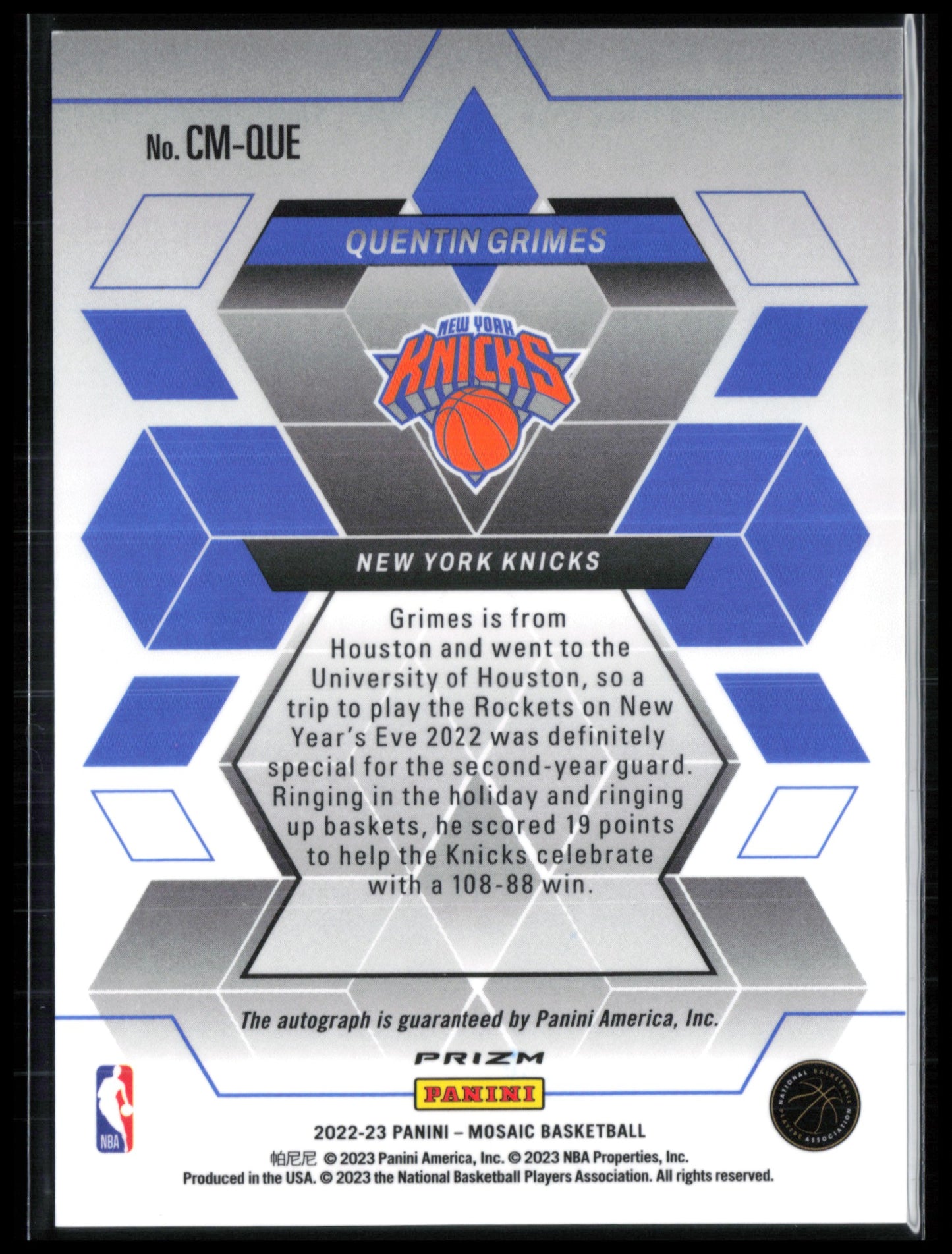 Quentin Grimes Auto Red Yellow Choice