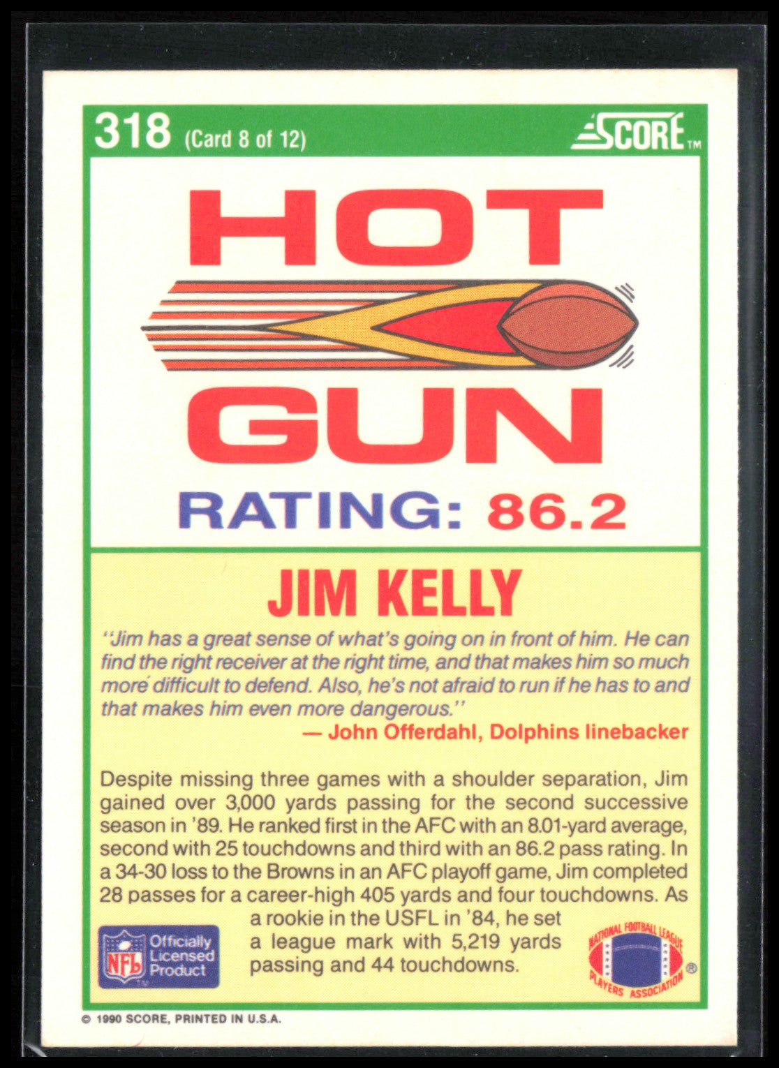 Jim Kelly 1990 Score Hot Gun