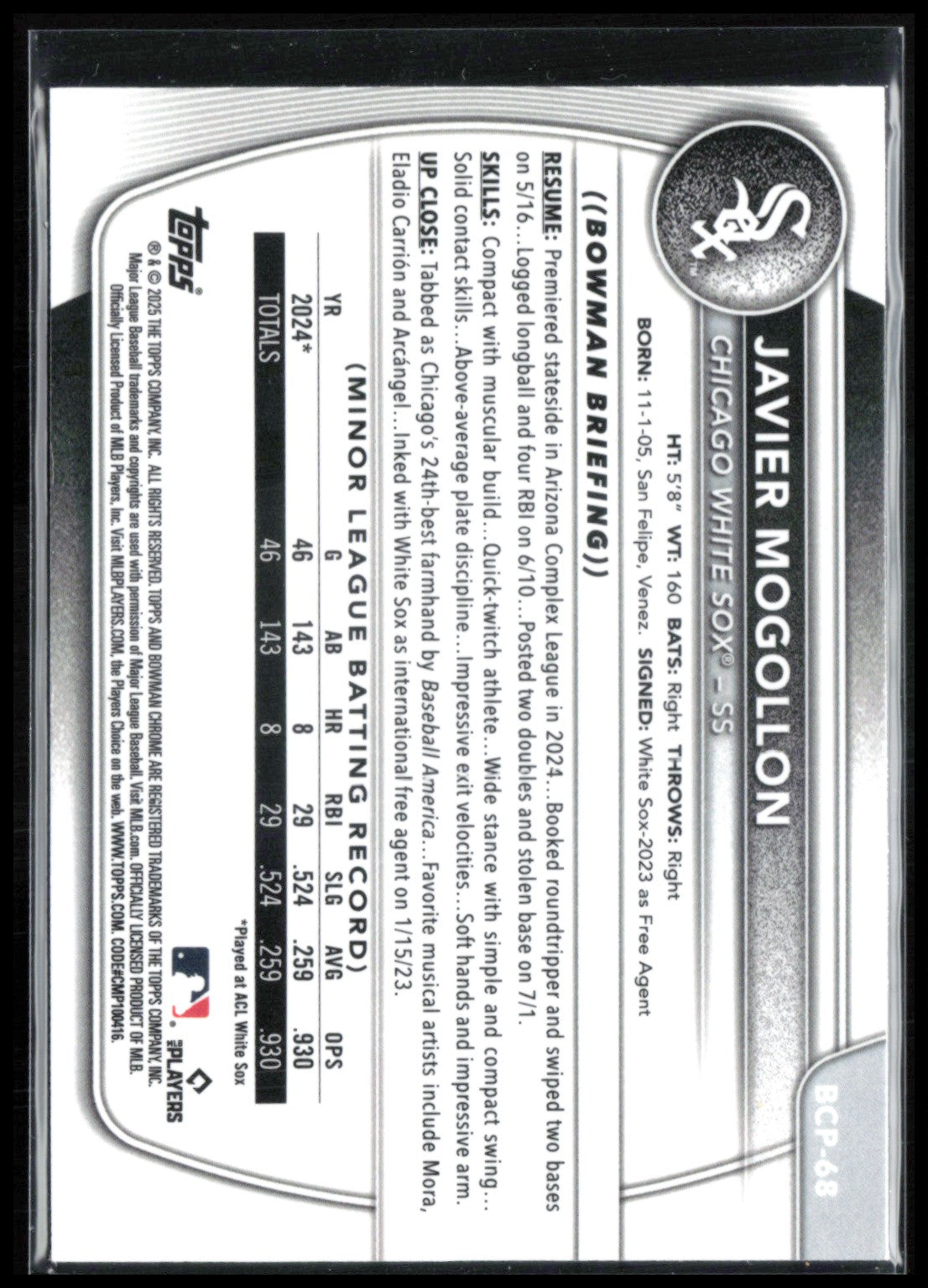 Javier Mogollon 1st Bowman Reptilian
