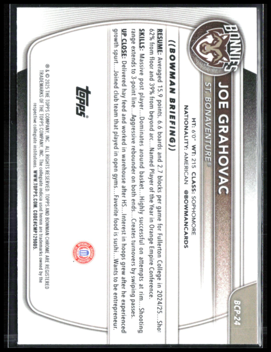 Joe Grahovac 1st Bowman Reptilian