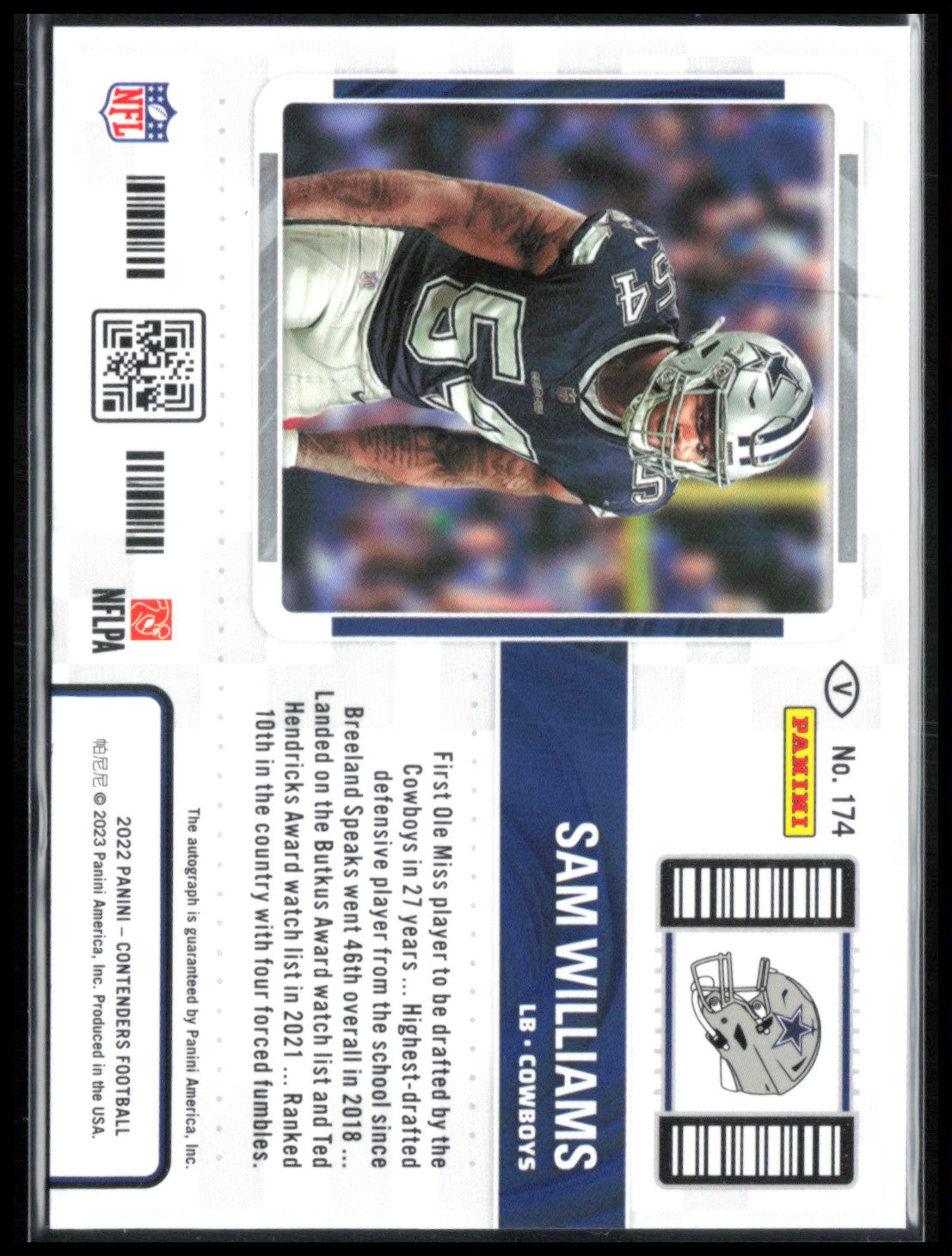 Sam Williams RC Auto Showcase Ticket RC Emblem Parallel 2022 Contenders