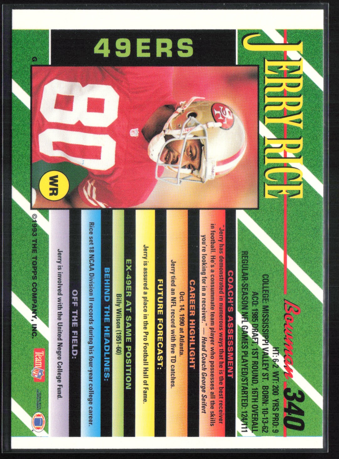 Jerry Rice 1993 Bowman
