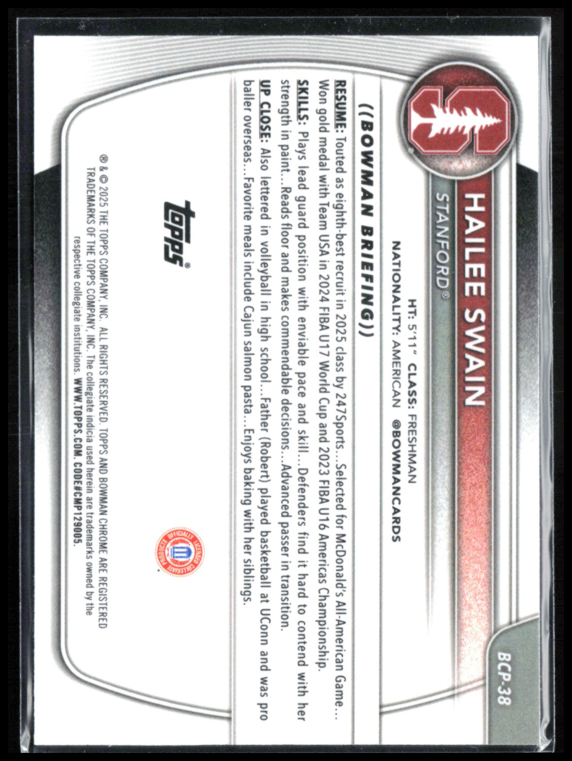 Hailee Swain 1st Bowman Mojo
