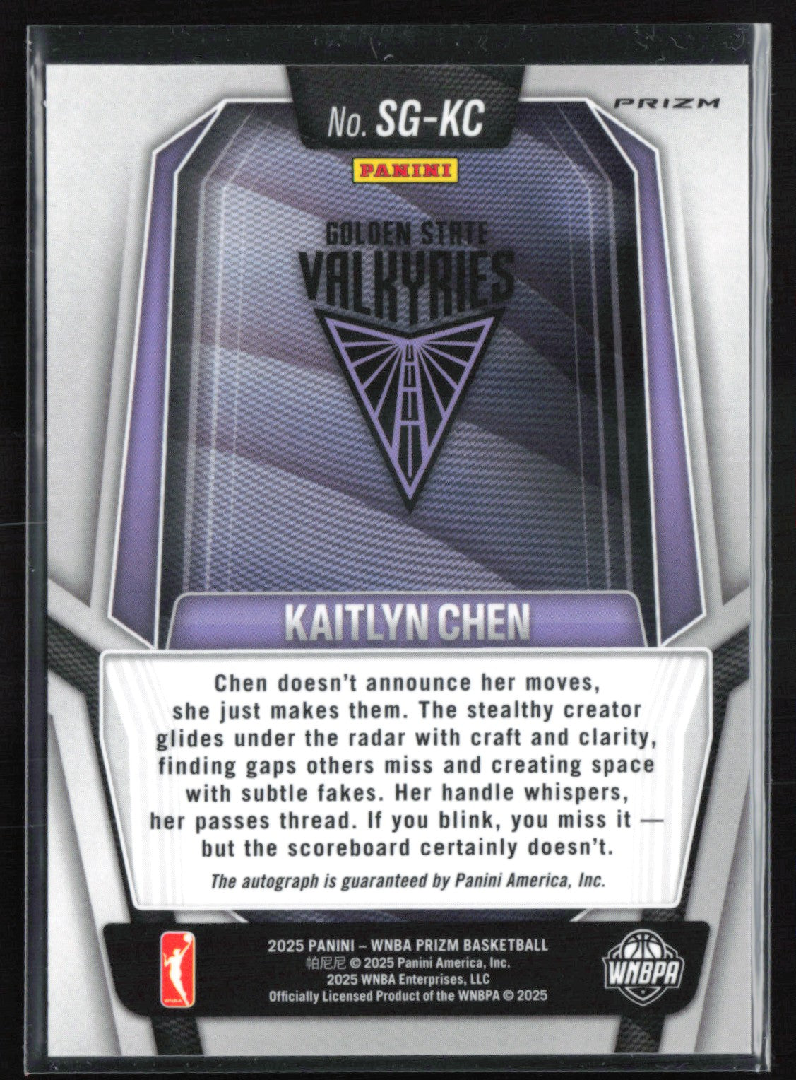 Kaitlyn Chen RC Auto Silver 2025 WNBA Prizm