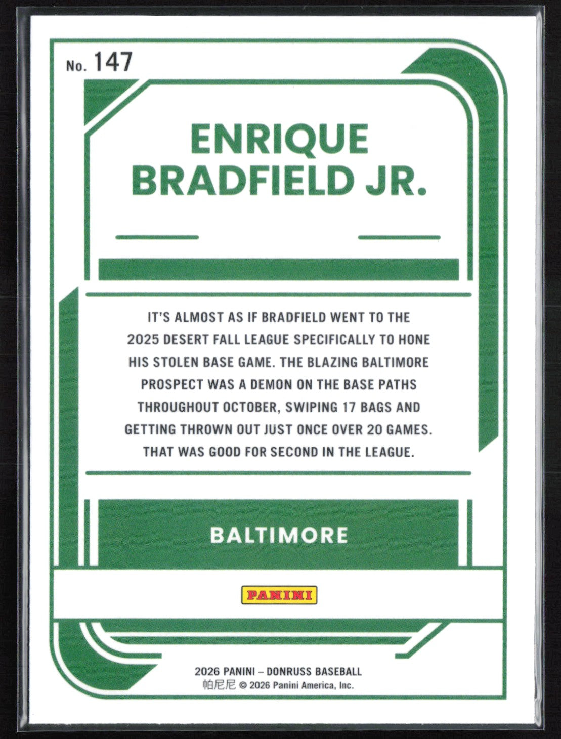Enrique Bradfield Jr. Rated Prospect