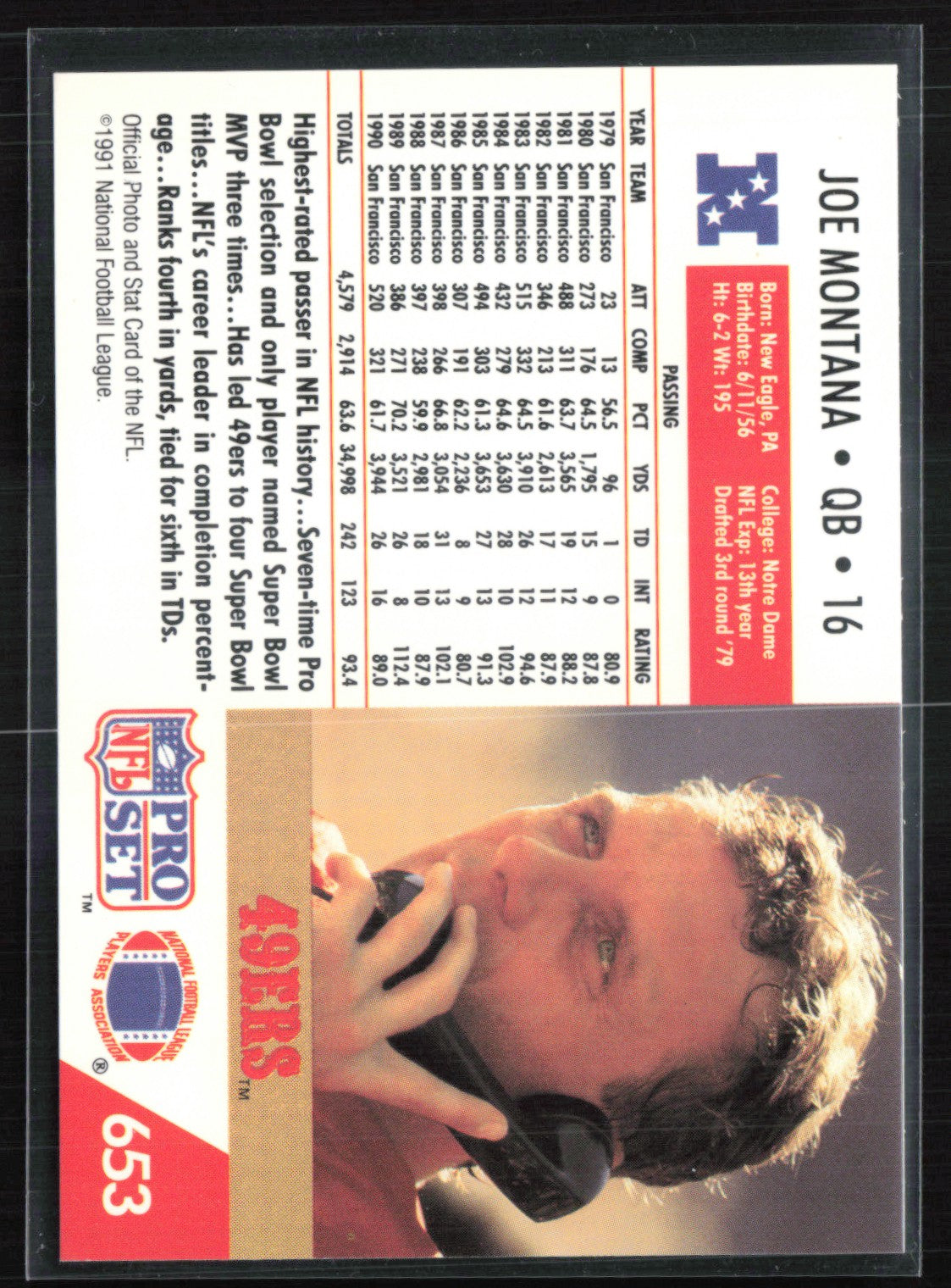 Joe Montana 1991 Pro Set