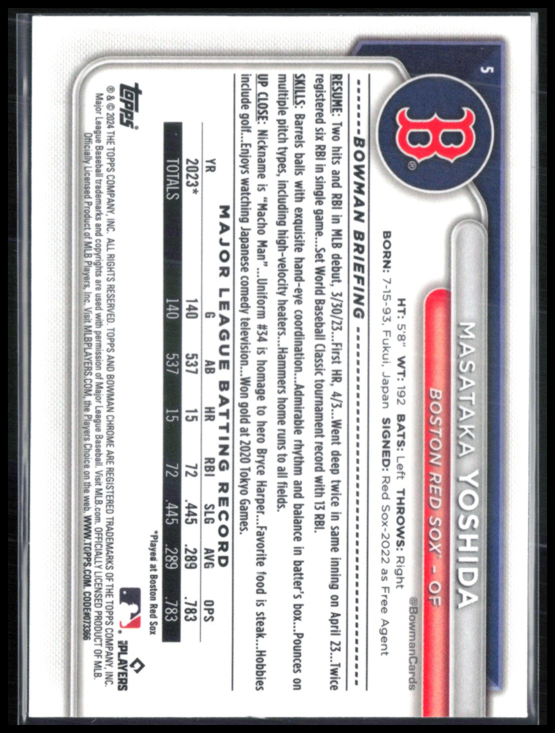 Masataka Yoshida Mojo 2024 Bowman Chrome