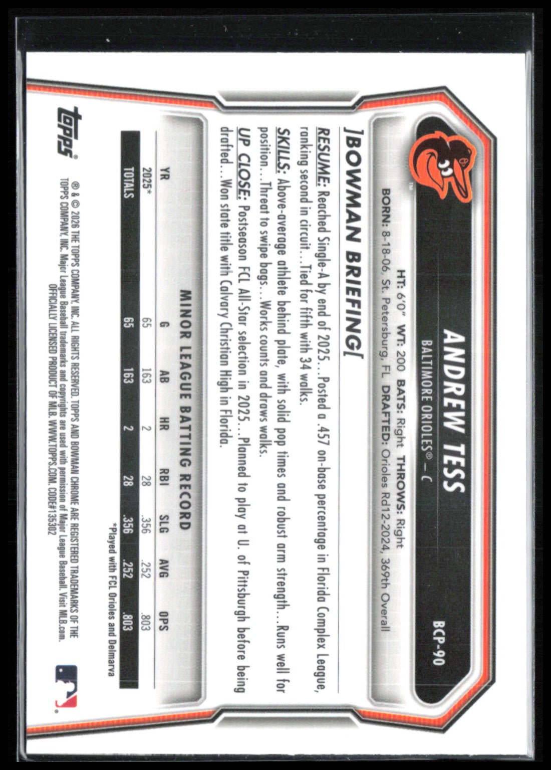 Andrew Tess 1st Bowman Chrome