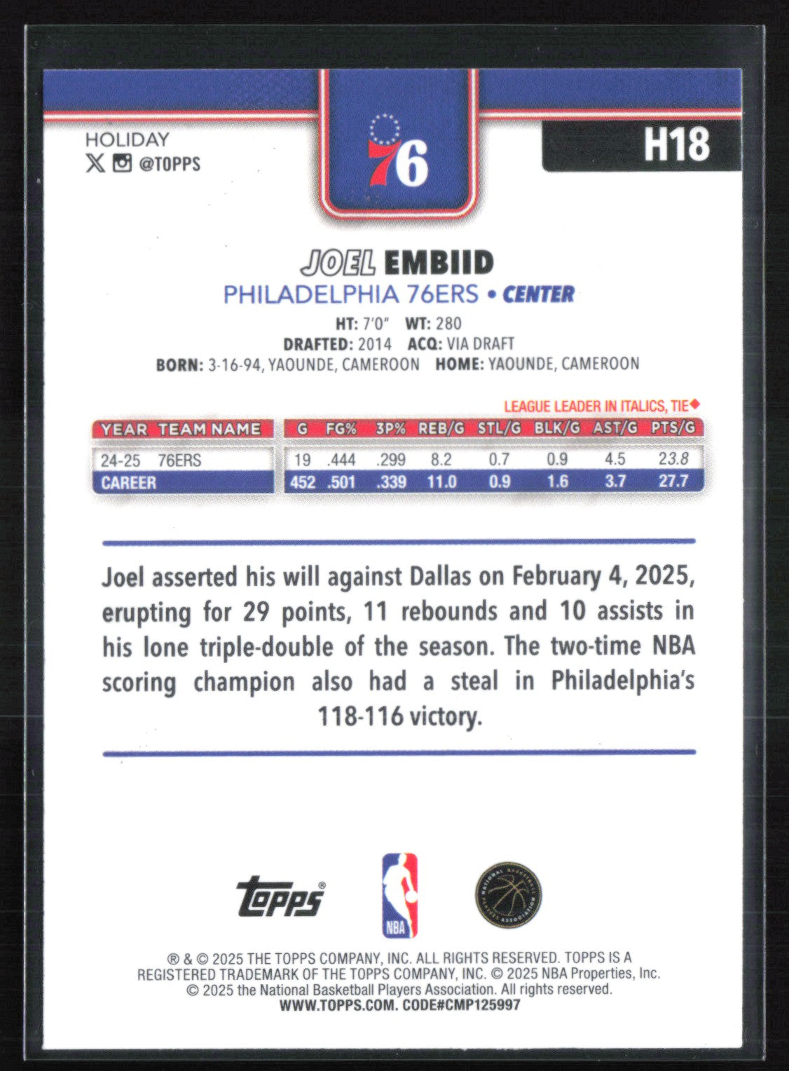 Joel Embiid Silver Metallic