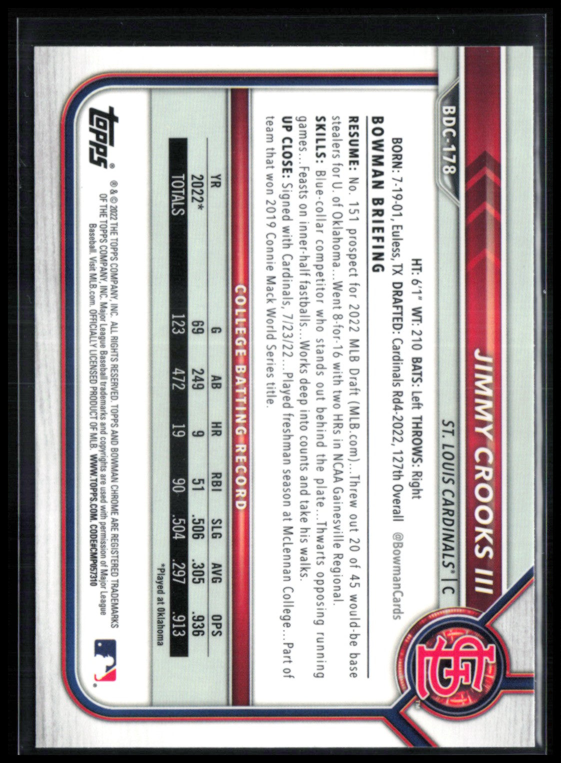 Jimmy Crooks III 1st Bowman