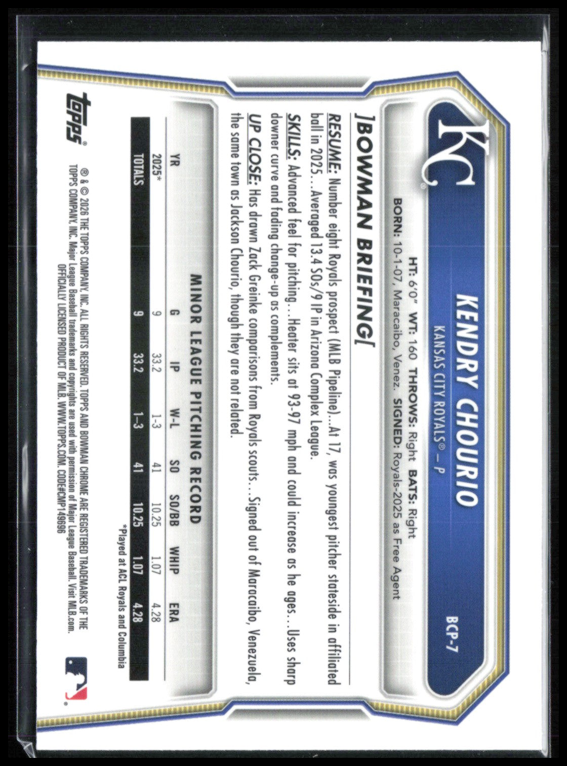 Kendry Chourio 1st Bowman Mojo