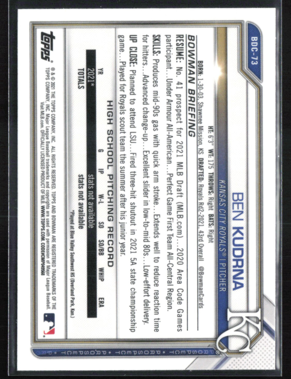 Ben Kudrna 1st Bowman Raywave B&W