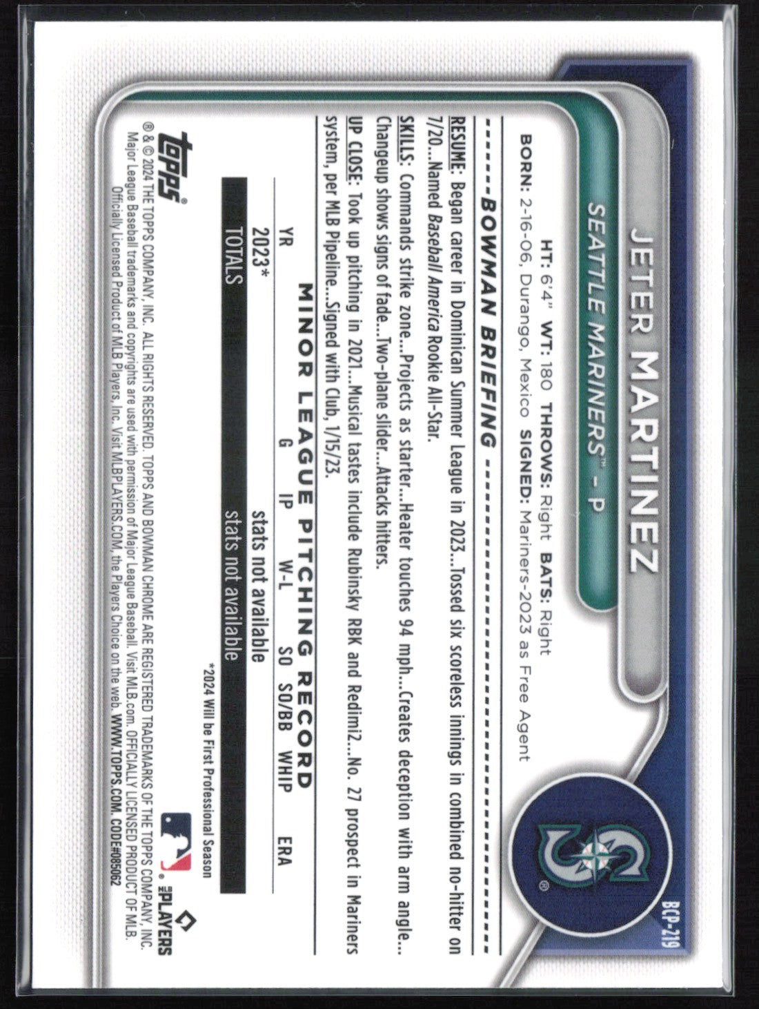 Jeter Martinez 1st Bowman Chrome