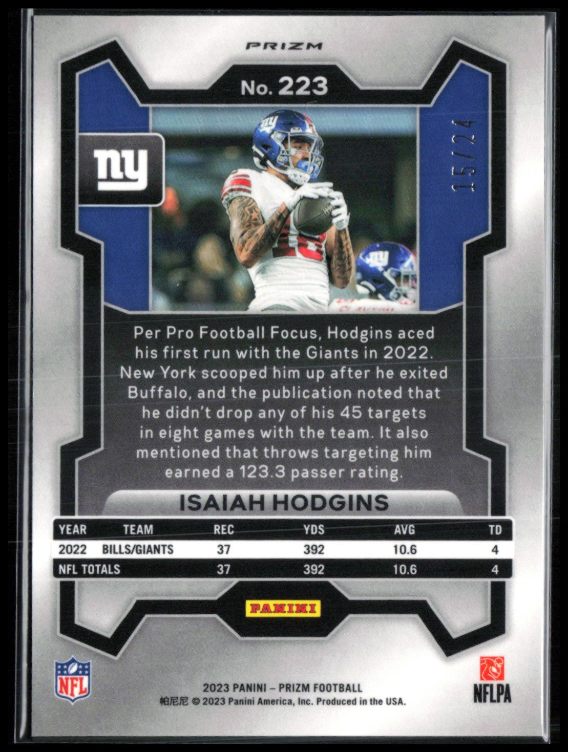 Isaiah Hodgins Gold Sparkle /24 2023 Prizm