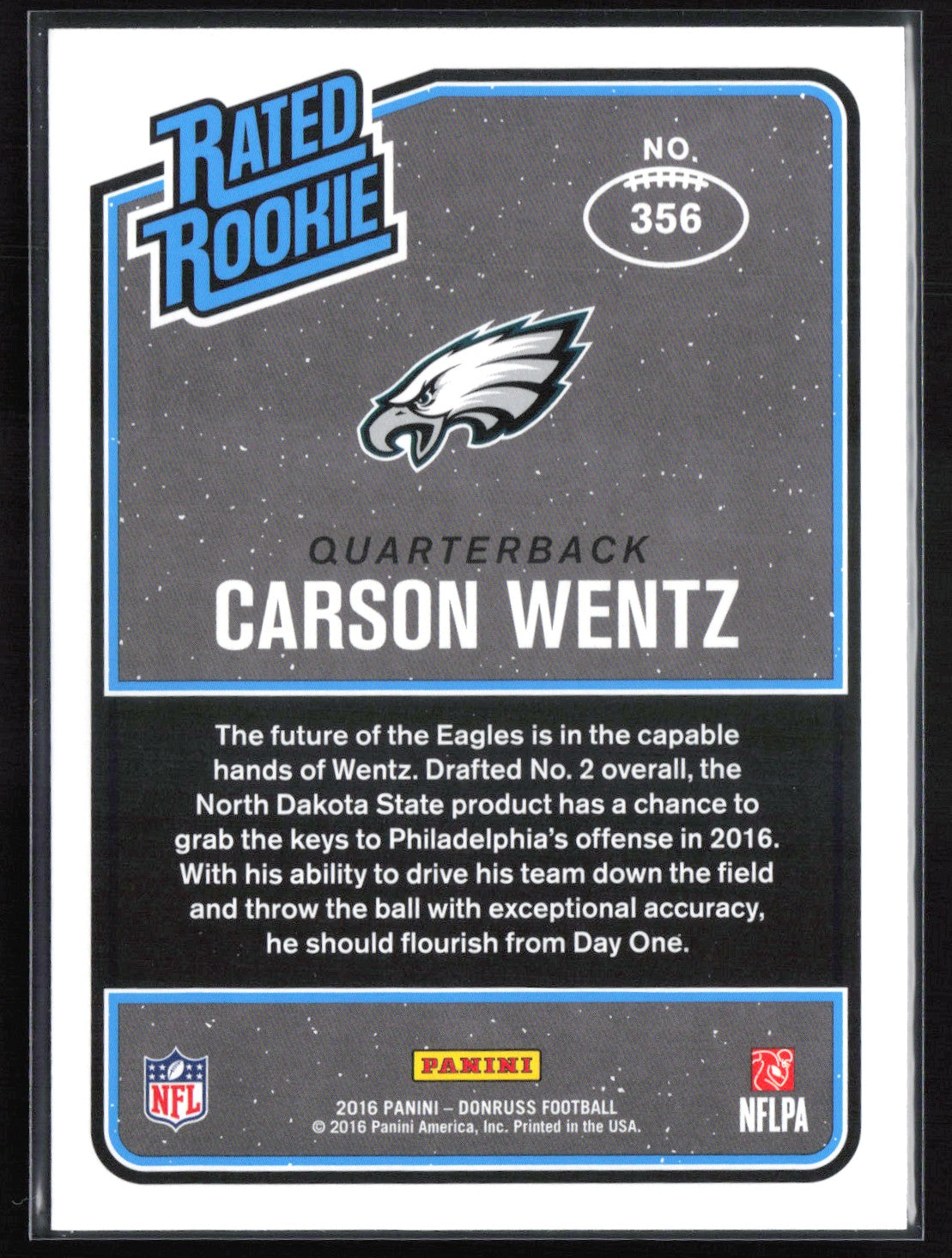 Carson Wentz RC 2016 Donruss Rated Rookie