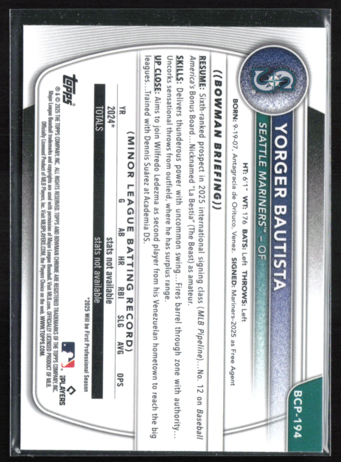 Yorger Bautista 1st Bowman Mojo