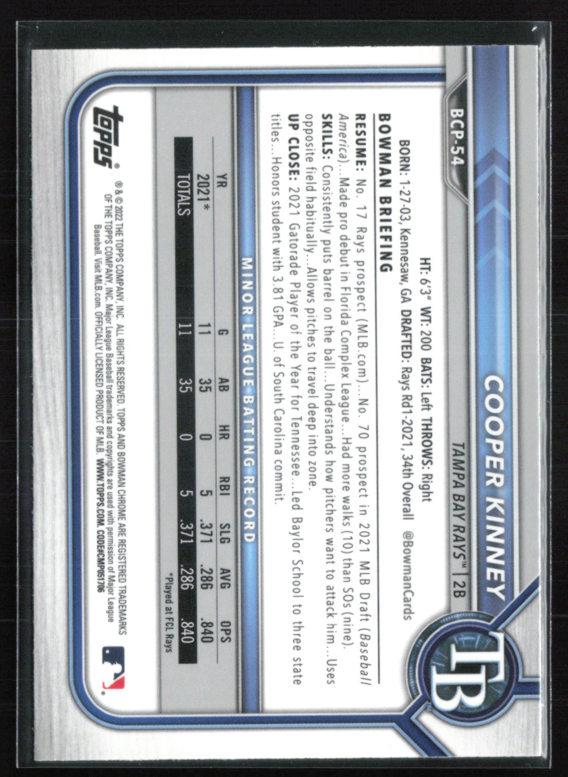 Cooper Kinney Prospects