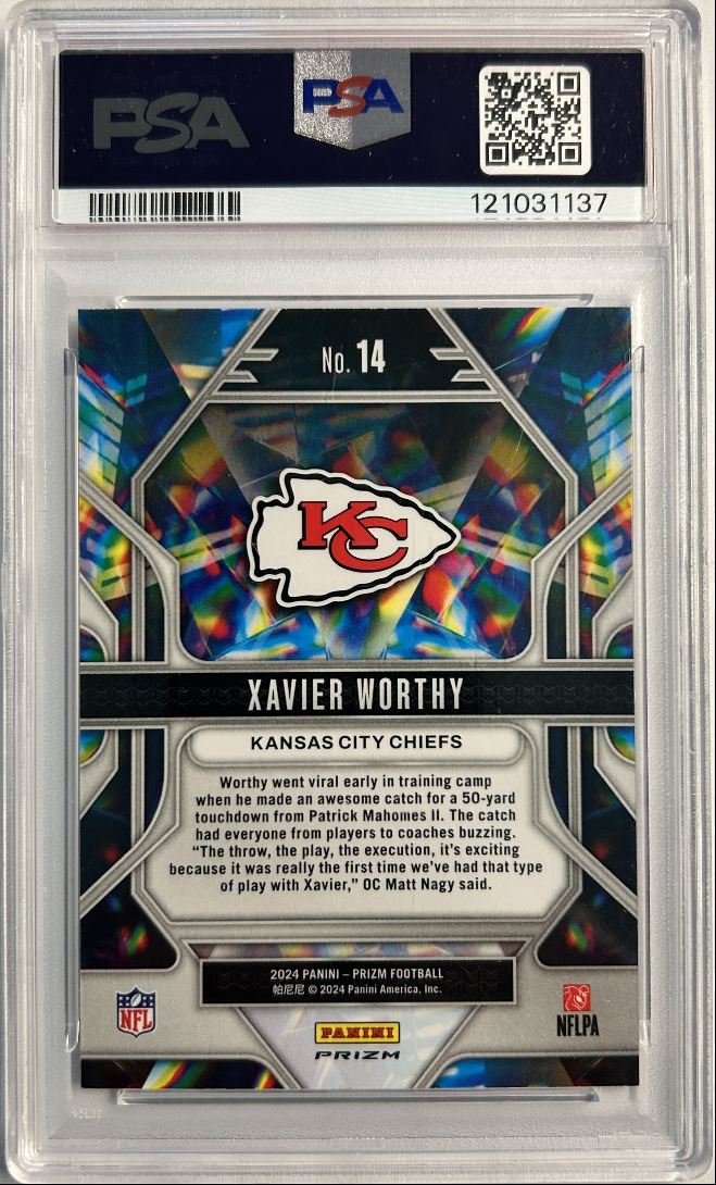 Xavier Worthy RC Prizmatic Green Wave PSA 9