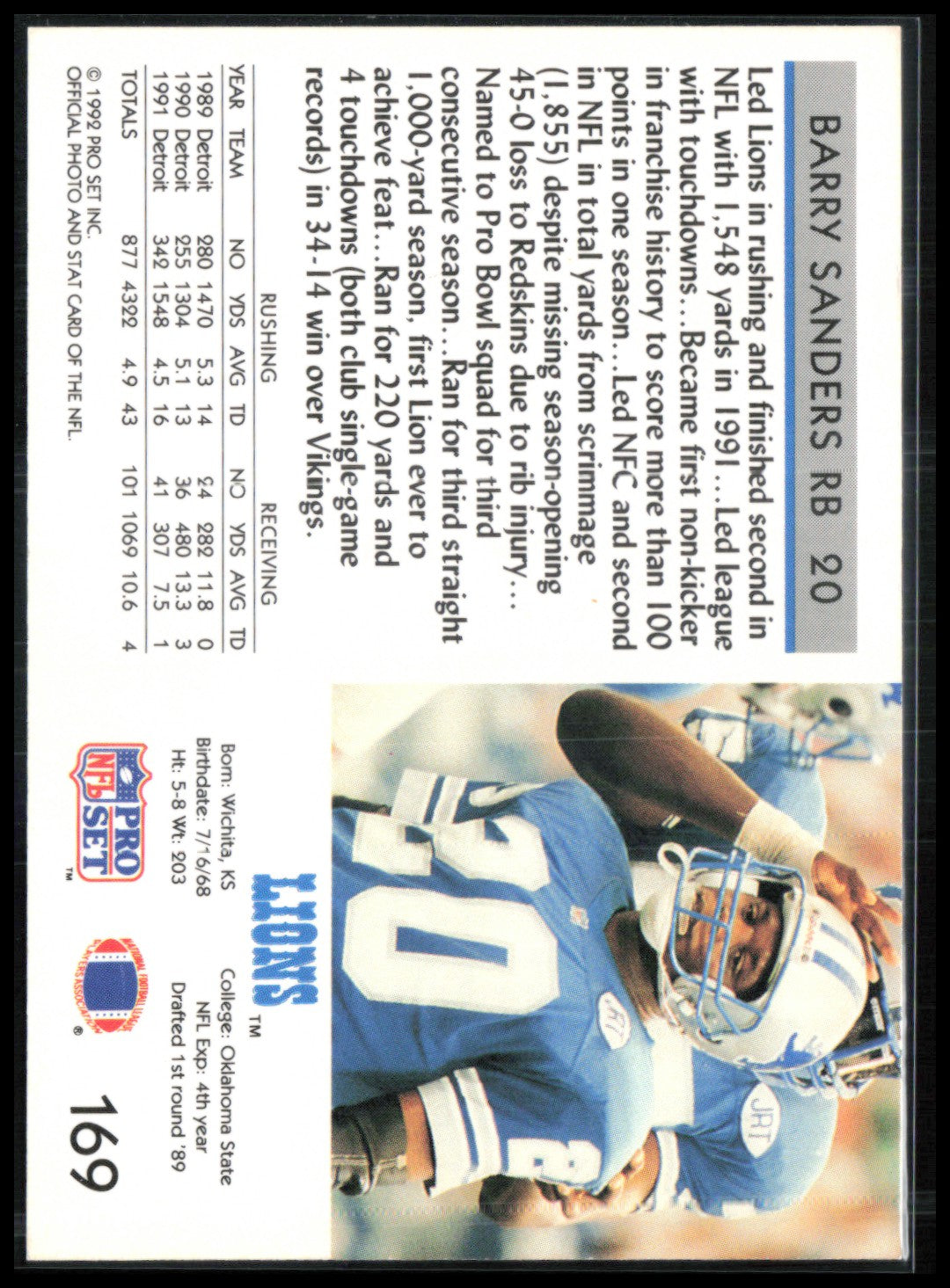 Barry Sanders 1992 Pro Set