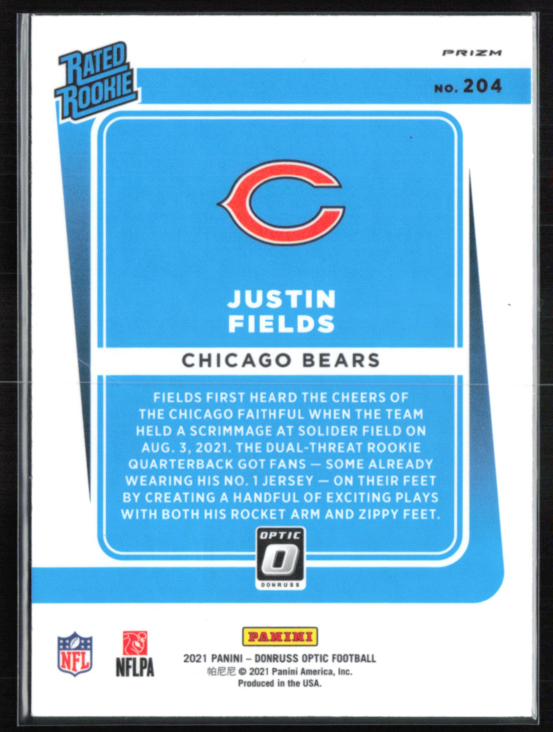 Justin Fields RC Purple Shock 2021 Donruss Optic