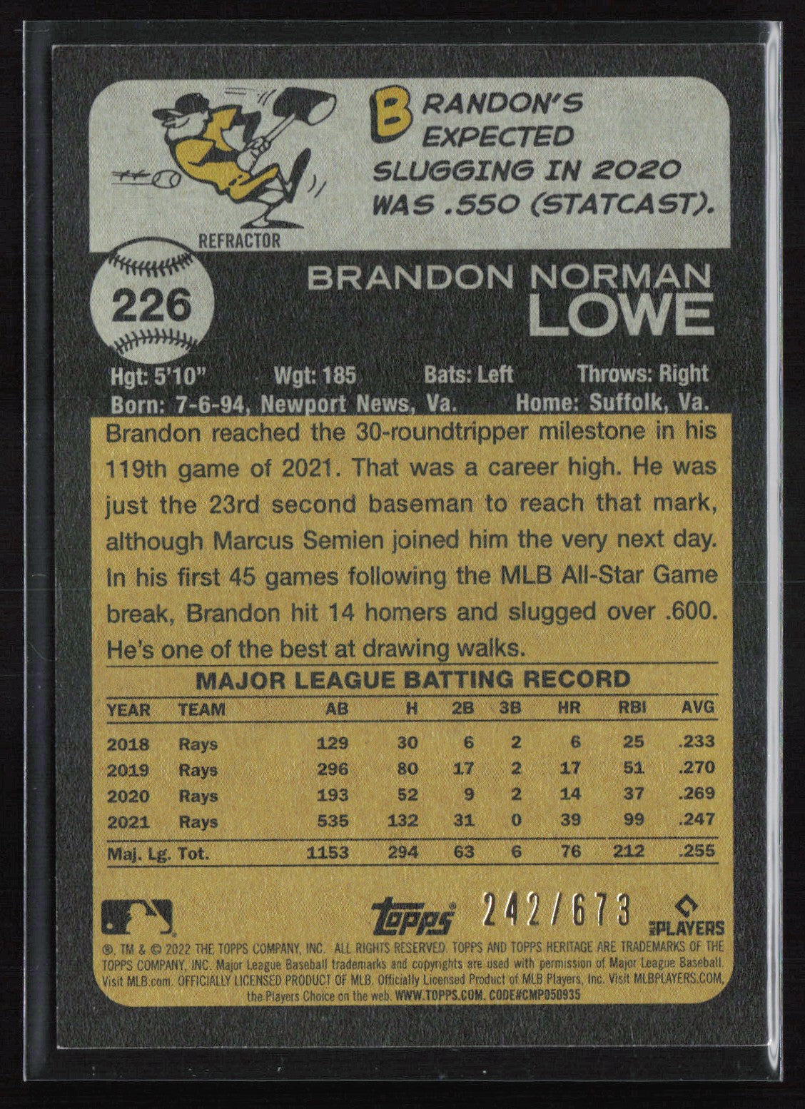 Brandon Lowe Redux /673