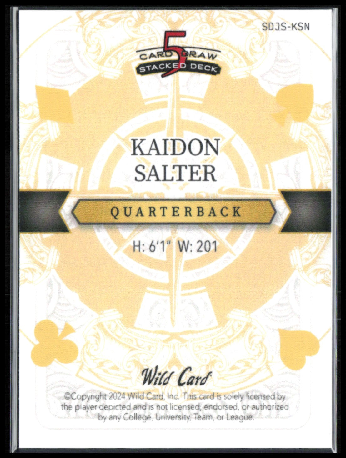 Kaidon Salter 1/1 Ace of Hearts 2024 Wild Card
