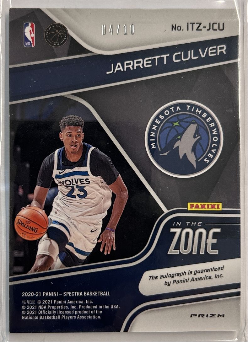 Jarrett Culver Gold /10 Auto 2020-21 Spectra