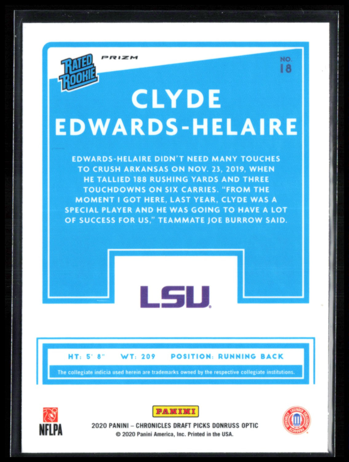 Clyde Edwards-Helaire RC Blue Holo
